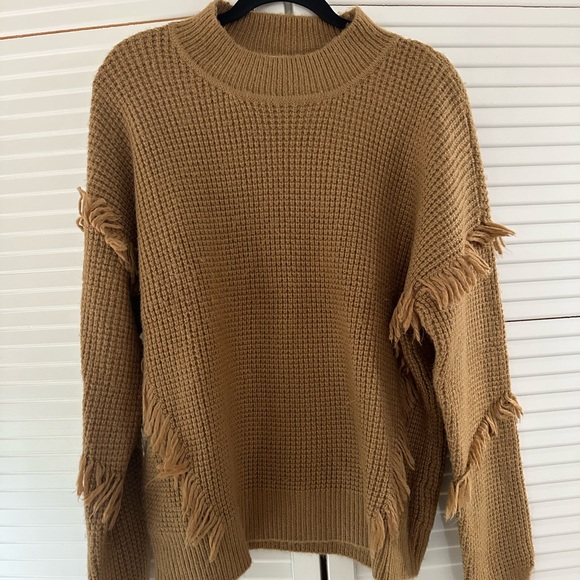 Michael Kors Camel Fringed Sweater - Picture 1 of 3